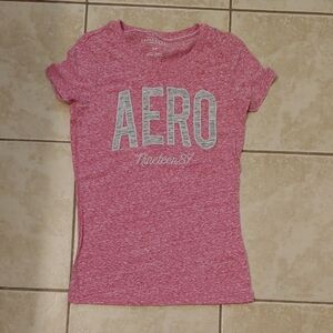 VTG Y2K Aeropostale Shirt Heather Pink Logo Tee Women's Size S